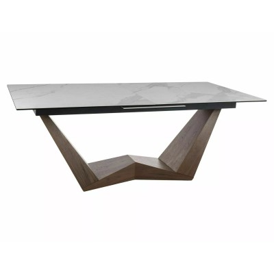 Стол обеденный SIGNAL BONUCCI Ceramic Statuario Venato белый/орех 200-250/98